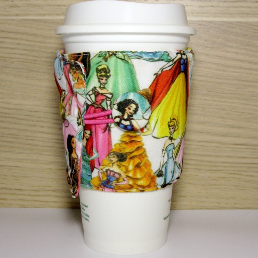 Designer Disney Princesses Fabric Coffee Cozy